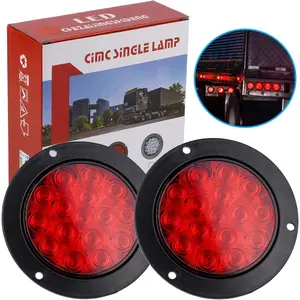 4 Inch Red Led Round Trailer Tail Lights 4" led trailer stop brake turn tail lights 16 LED Waterproof led trailer lights for Boat Truck RV