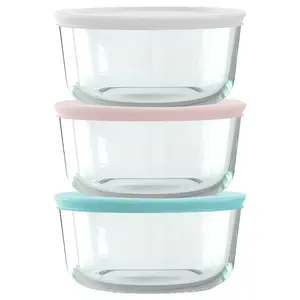 Pyrex® Simply Store® 6-piece 4-cup Round Glass Storage Set with Assorted Color Lids