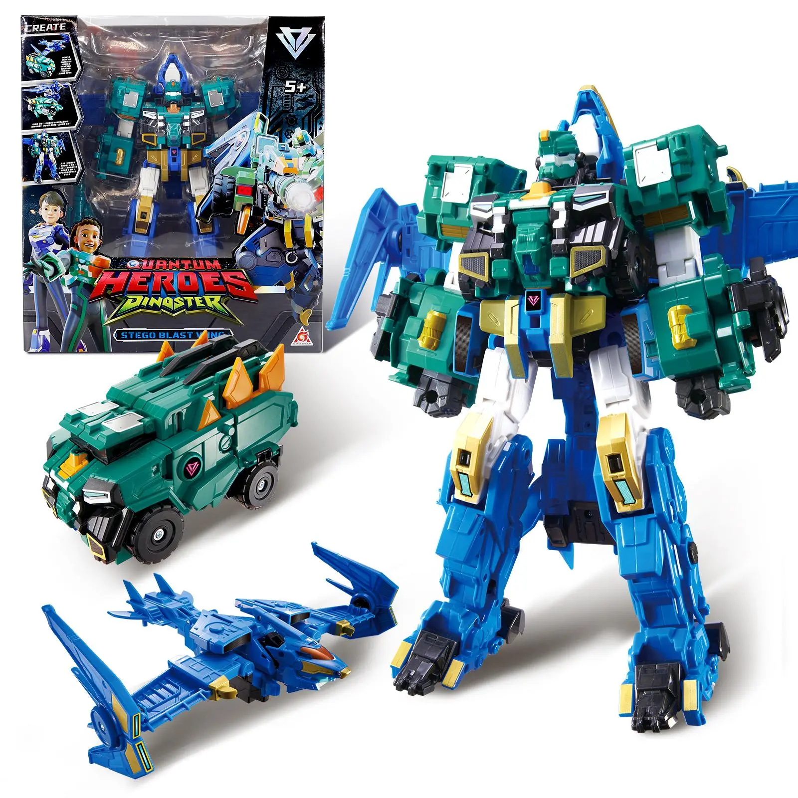 ALPHA GROUP Quantum Heroes Dinoster Robot Stego Blast Wing 3-in-1