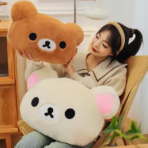 In Stock Rilakkuma Bear Plush Pillow Dual Sided Large Soft Bedside Cushion Nap Pillow Dormitory Stuffed Doll Gift For Girlfriend