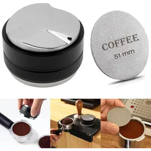 51mm Coffee Distributor & Tamper, Dual  Coffee Leveler and Espresso Puck Screen Adjustable Depth Professional Barista Espresso Hand Tamper for Espresso Machine (51mm)