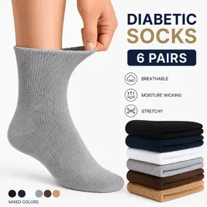 Ankle Diabetic Socks – Neuropathy Relief, Cushioned Moisture-Wicking Comfort Fit | 6 Pairs in multicolor , Seamless Breathable