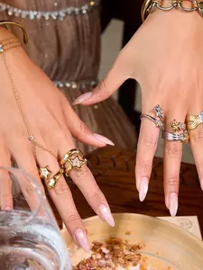 A Women s Ring With A Multi Color Hammer Patterned Five Pointed Star Meteor Opening Adjustable 18k Gold Plated Anti Allergy Designer s Niche Trendy Y2k Accessory Statement Rings