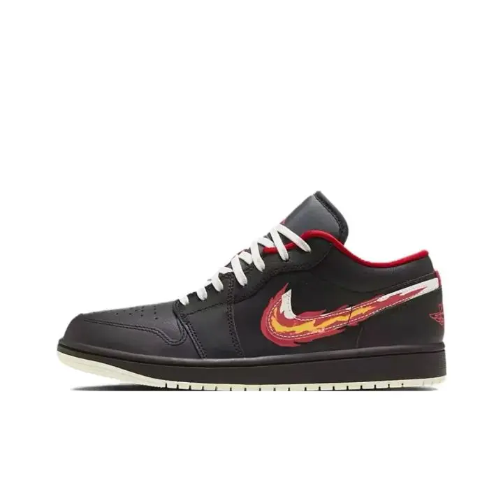 Low top leather sneakers black flame graphic upper aesthetic daily match memory foam all day comfy wide feet friendly street style vacation lightweight non slip cushioned unisex casual footwear