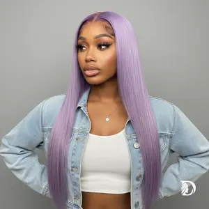 Lavender 13x6 HD Lace Front Wig – 100% Brazilian Remy Human Hair, 613 Blonde Base, Long Straight, Pre-Plucked with Baby Hair, Transparent Lace, Wigs For Woman - Black Woman