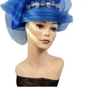 African Woman Hat for Church and Event Green Net with Rhinestone Trim Elegant and Stylish Accessory
