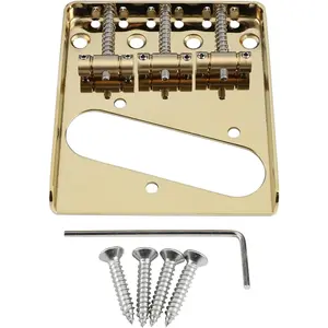Fixed Guitar Bridge with Brass Compensated 3-Saddle Steel Base Plate 54mm Guitar Bridge Compatible with  Fender Telecaster Tele Style Electric Guitar Replacement Parts