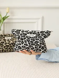 Leopard Pattern Large Capacity Cosmetic Storage Bag, Portable Zipper Makeup Organizer Pouch, Versatile Storage Bag for Travel & Daily Use, Brush Makeup Holder, Cosmetic Pouches