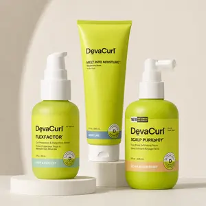 DevaCurl Trio - 1 X No-Poo Blue Anti-Brass Zero Lather 1 X  Melt Into Moisture Treatment Mask 1 X Flexfactor Curl Protection & Retention Mask 8 fl oz