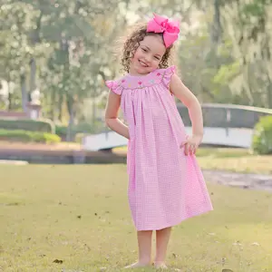 Tulip Season Pink Gingham Smocked Dress - Girls Spring & Easter Outfit
