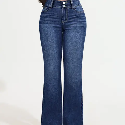 Women's Blue Denim stretchy Breathable jeans, blue jeans for women,Elastic High-Waisted Skinny Button Jeans, Fitted Stretch Jeans, trending jeans 2026,Wide Leg Casual Fashion Pants, Slim-Fitting Long Regular Fit, All Seasons Wear, Womenswear, Bottoms