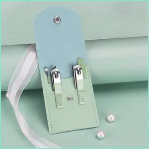 4PCS Male & Female Nail Clippers with Wide Jaw Opening Toe-Nail Clipper No Splash Finger-Nail Clipper Olecranon Nail Scissors & Nail File in Elegant Leather Case Random Colors Shipped