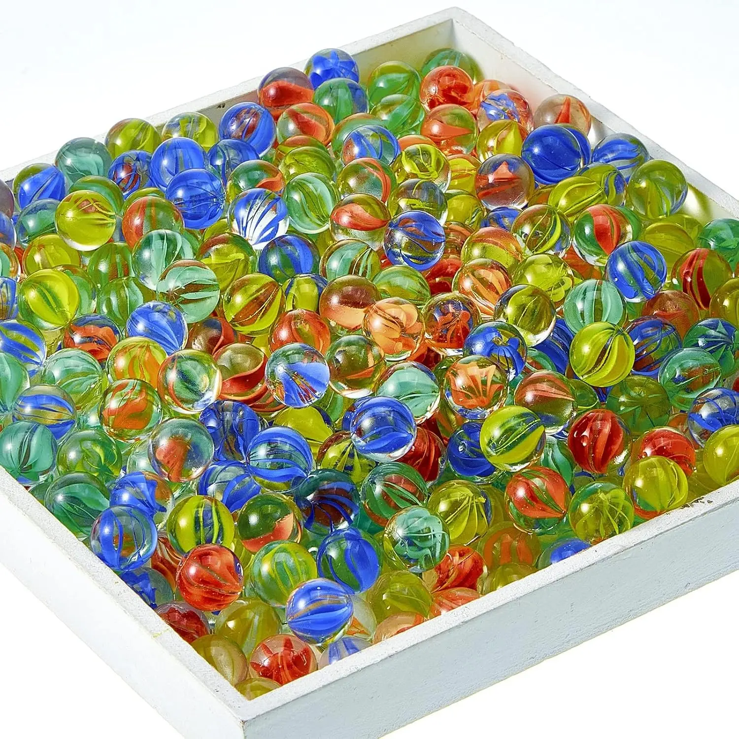 500 Pieces 0.56 Inch Color Mixing Cat Eyes Glass Marbles Bulk Solid Colorful Round Glass Marbles for DIY Craft Kids Slingshot Home Decoration Chinese Checkers Game - Bright Classic
