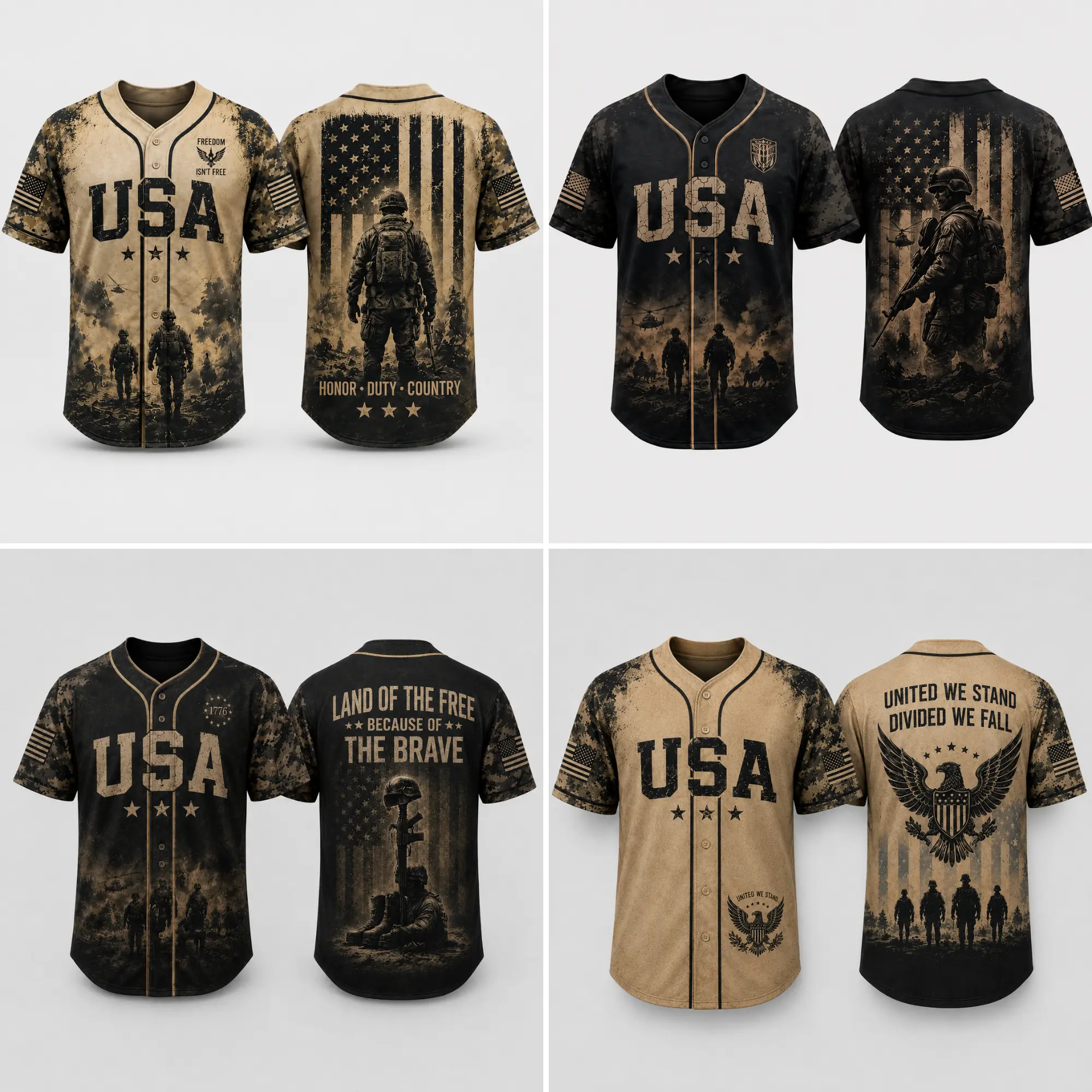 USA Patriotic Baseball Jersey, American Flag Military Shirt, Veteran Tribute Jerseys, Freedom Eagle Baseball Jersey, Army Soldier Graphic Button Up, Independence Day Gift, USA Pride Uniform, Gift for Men & Women