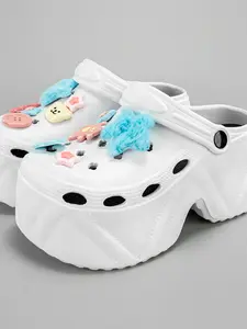 2026 New Fashion Rare Blue Plush Star High Heel Women's Holey Shoes 8809, Stylish and Comfortable Footwear for Everyday Wear