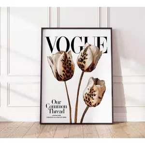 Vogue Leopard Cheetah Print, Red Black Luxury Poster, Luxury Apartment Decor Leopard Wall Art, Vogue Art Print Vogue Poster