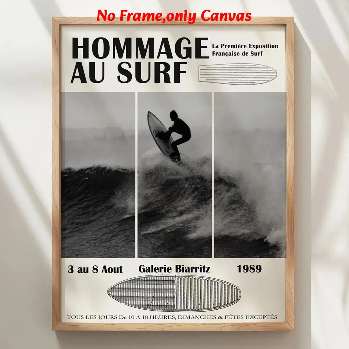 1pc, wall art, Artwork, vintage poster, riding the waves: Biarritz surf print, fashion style painting, living room decor, bedroom decor aesthetic, room decor, housewarming gift, frameless, Artwork For Walls, Canvas Prints