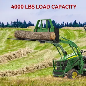 OEDRO 4000lbs Skid Steer Pallet Fork Attachment 50" Pallet Fork Frame with 48" Fork Blades Fits John Deere Tractors Loaders Quick Tach Mount Green