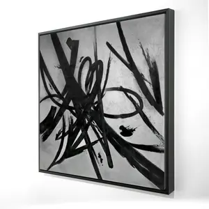 360 stand Minimalist Circular Strokes Framed Wall Artwork - 24x24 in, Abstract Art Print, Home Decor, Decoration for Living Room, Artistic