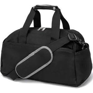 14 inch Small Gym Bag for Women Men Mini Duffel Bag for Travel Sports Lightweight Carry On Bag Black