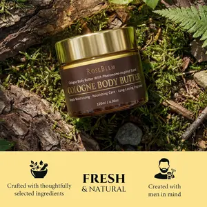 RoseBlem Body Butter Cologne ,Luxurious Whipped Body Butter,Fresh Woody Fragrance with Bergamot, Amberwood & Musk – Daily Moisturizing Cream – 4.06oz