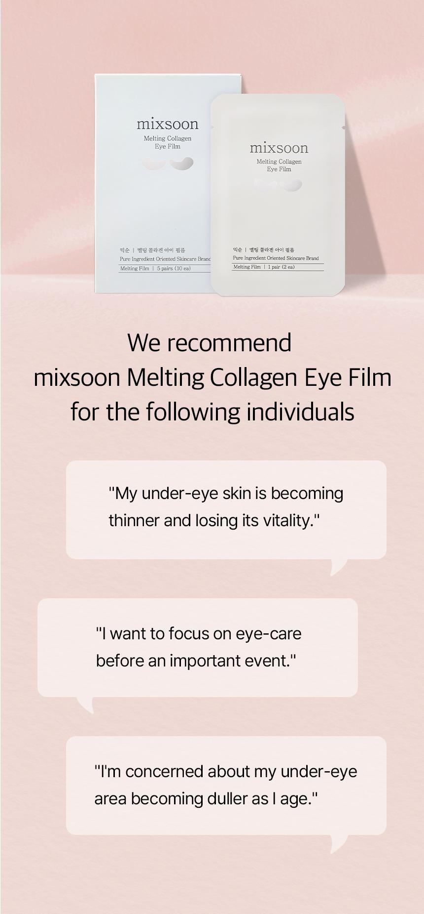 [mixsoon Official Shop] Melting Collagen Eye Film 5 pairs (10ea) - Smooth & Firm Collagen Eye Film, Korean Skincare for Glass Skin