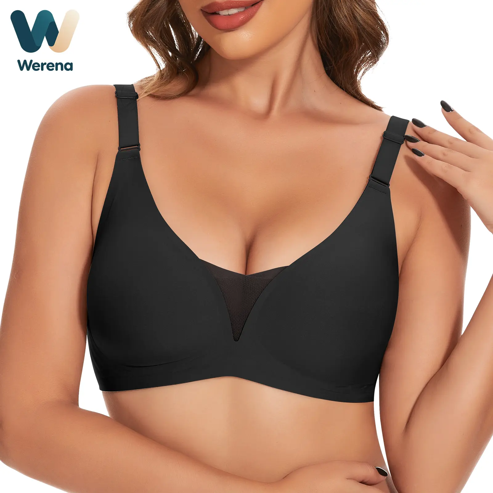 Werena Wireless Seamless Bras for Women V Neck Comfortable Bra Tshirt Bralettes with Support Womenswear Bridal