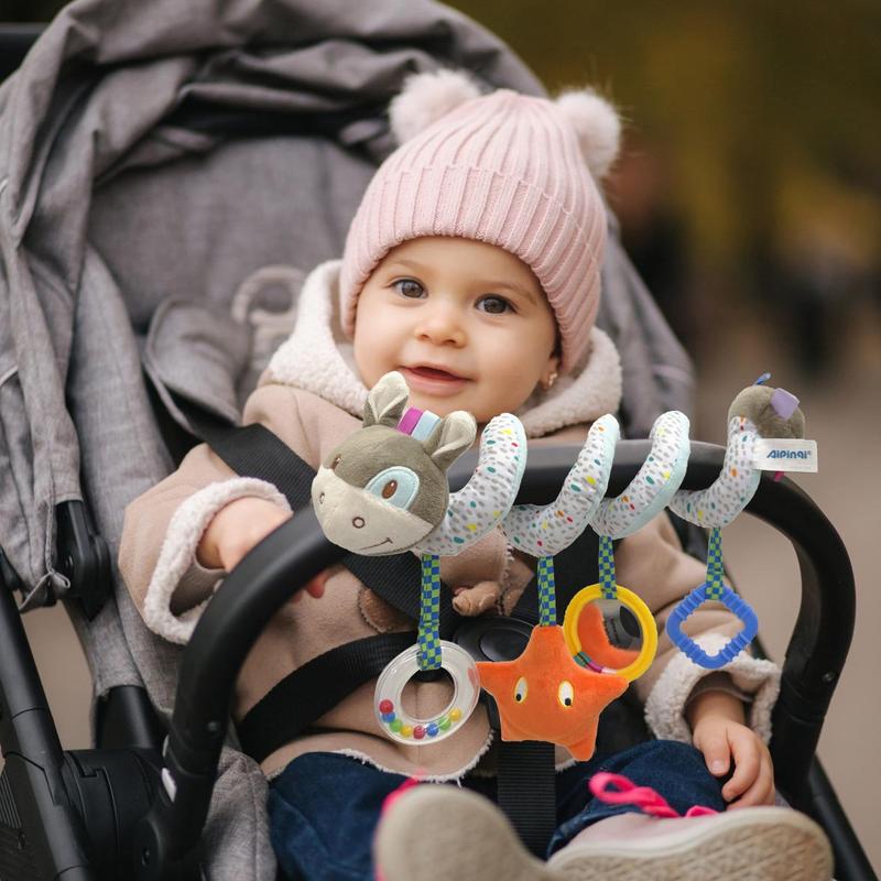 Baby Stroller and Car Seat Toys, Donkey Elephant doll Decor for Newborn, baby essentials, Plush Activity Baby Toys for 3 months, Baby Shower Present Best Gifts For Christmas Halloween Holiday Birthdays Ramadan party