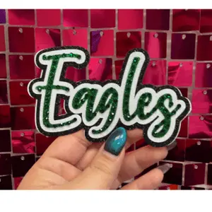 Eagles Green Rhinestone Iron On Patch