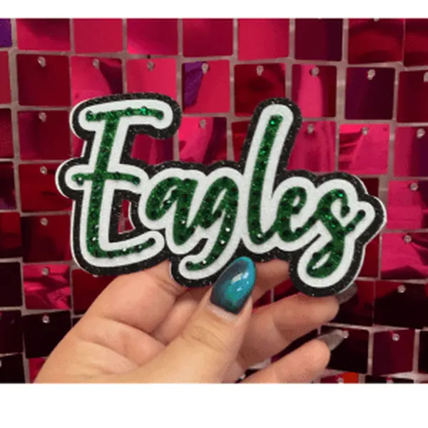 Eagles Green Rhinestone Iron On Patch