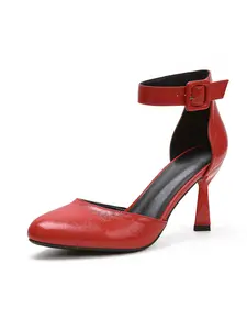 Women's Cat Heel High Heels, Adjustable Buckle Closed-Toe Fashion Shoes, Perfect for Weddings and Dates, Stylish Evening Footwear