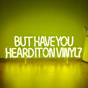 Retro Music LED Neon Sign for Wall Decor, But Have You Heard It On Vinyl Red Letter Neon Lights for Music Room Decor,Live Room Recording, Studio Decorations,Party, Cafe, Bar,Christmas Gift