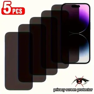 Privacy Screen Protector for iPhone 15 14 13 12 11 Pro Max XS Max, 5 Pack Full Coverage Anti-Spy Tempered Glass