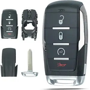 Key Fob Shell Case Replacement Fits for Dodge Ram 1500 2019 2020 2021 2022 2023 2024 Keyless Entry Remote Control 4 Button Pad Key Fob Cover OHT-4882056