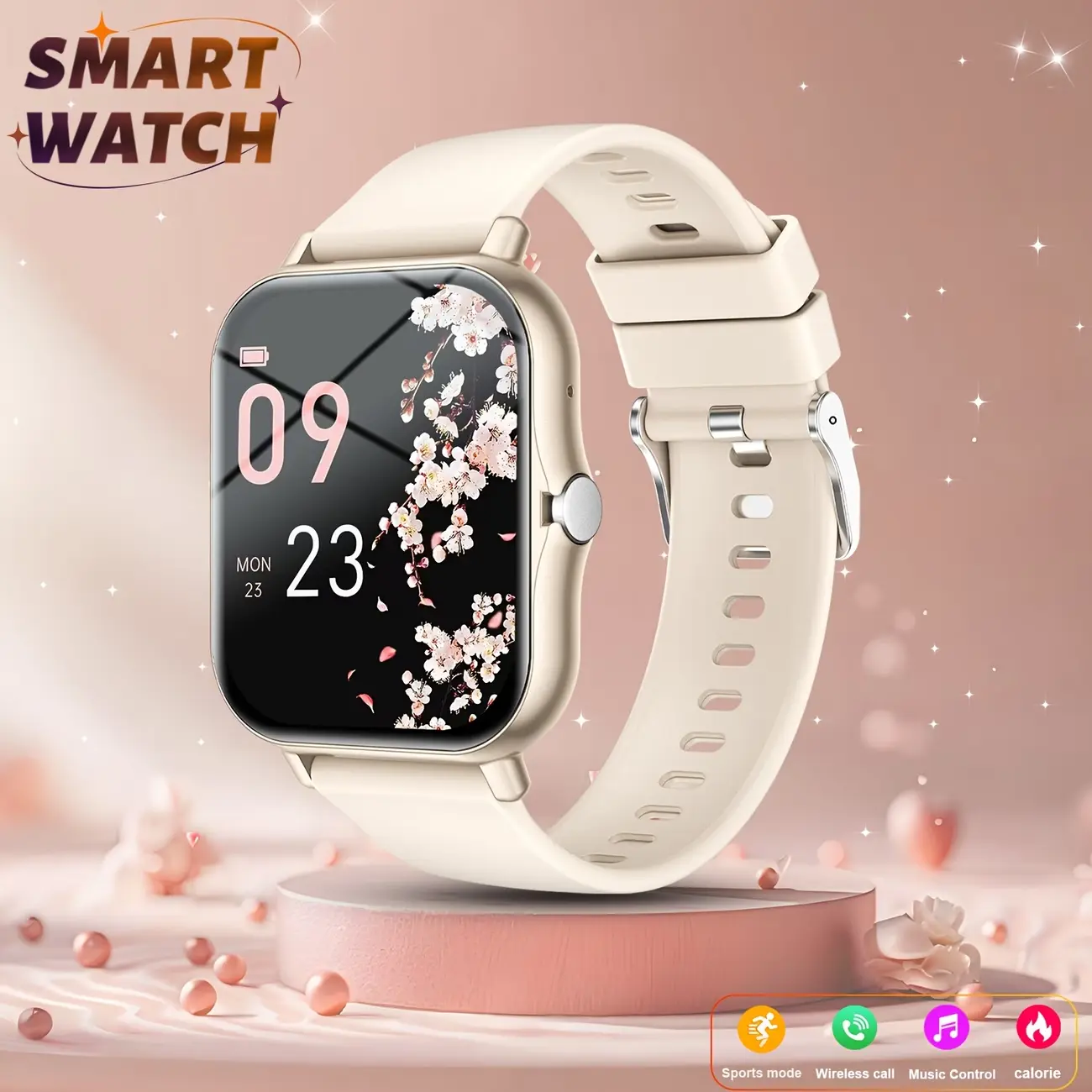 2026 Smart Watch with Silicone Strap - Wearable Device for Sports Enthusiasts, Call-Answering Function, Multiple Sports Modes, iOS & Android Compatible, Ideal Gift for Occasions/Celebrations Smartphone Black