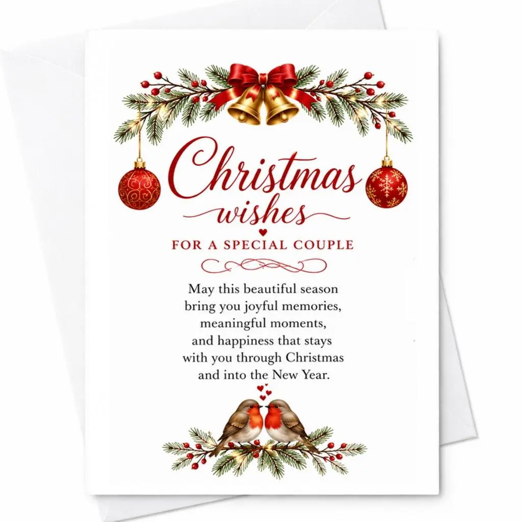 Christmas Wishes For A Special Couple Card Christmas Card For Couple Holiday Greeting Card Festive Season Card With Envelope C2671