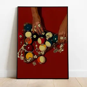 Girl Wall Art, Fashion, Girl Room Decor, Black Girl Art, Red Art, Snooker Art, Black Girl Printable, Black Art Poster, Black Woman Art Print, Room Decor, Unframed