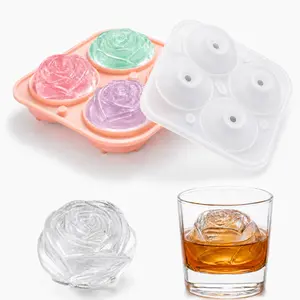 2 INCH Fun Shapes,Rose Ice Cube Mold,Rose Gift Ice Ball Maker Mold | Silicone Ice Cube Tray,Whiskey Ice Cubes Mold,Bourbon Ice Cube Molds Slow Melting Ice for Whiskey,Cocktails&Old Fashioned