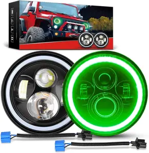 Nilight 7 Inch Round LED Halo Headlights w/Turn Signal Amber Light Green DRL High Low Beam 7” LED Headlight Compatible with 2007 2008 2009 2010 2011 2012 2013 2014 2015 2016 2017 2018  dealsforyoudays