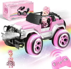 [SpringGlow-Up] Girls Remote Control Kart cars  , Pink RC Car with Dolls and Stickers for Girls, 80 Minutes with Rechargeable Battery, 1:16 Scale 2.4Ghz, Remote Control Dump Truck，Toys for Kids (Pink)，Christmas and New Year，Toys Gift Preferred