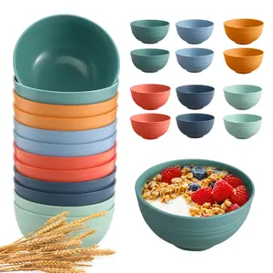 12 Pcs Unbreakable Cereal Bowls Set, 26 Oz Wheat Straw Bowls Set, Microwave & Dishwasher Safe Rice Bowls for Kitchen, Reusable Plastic Bowls for Soup, Salad and Snack, BPA Free