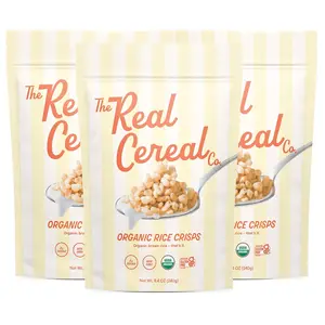 The Real Cereal Company, Organic Brown Rice Crisps Cereal 3-Pack, Zero Sugar, Gluten Free, Non-GMO, Made in California
