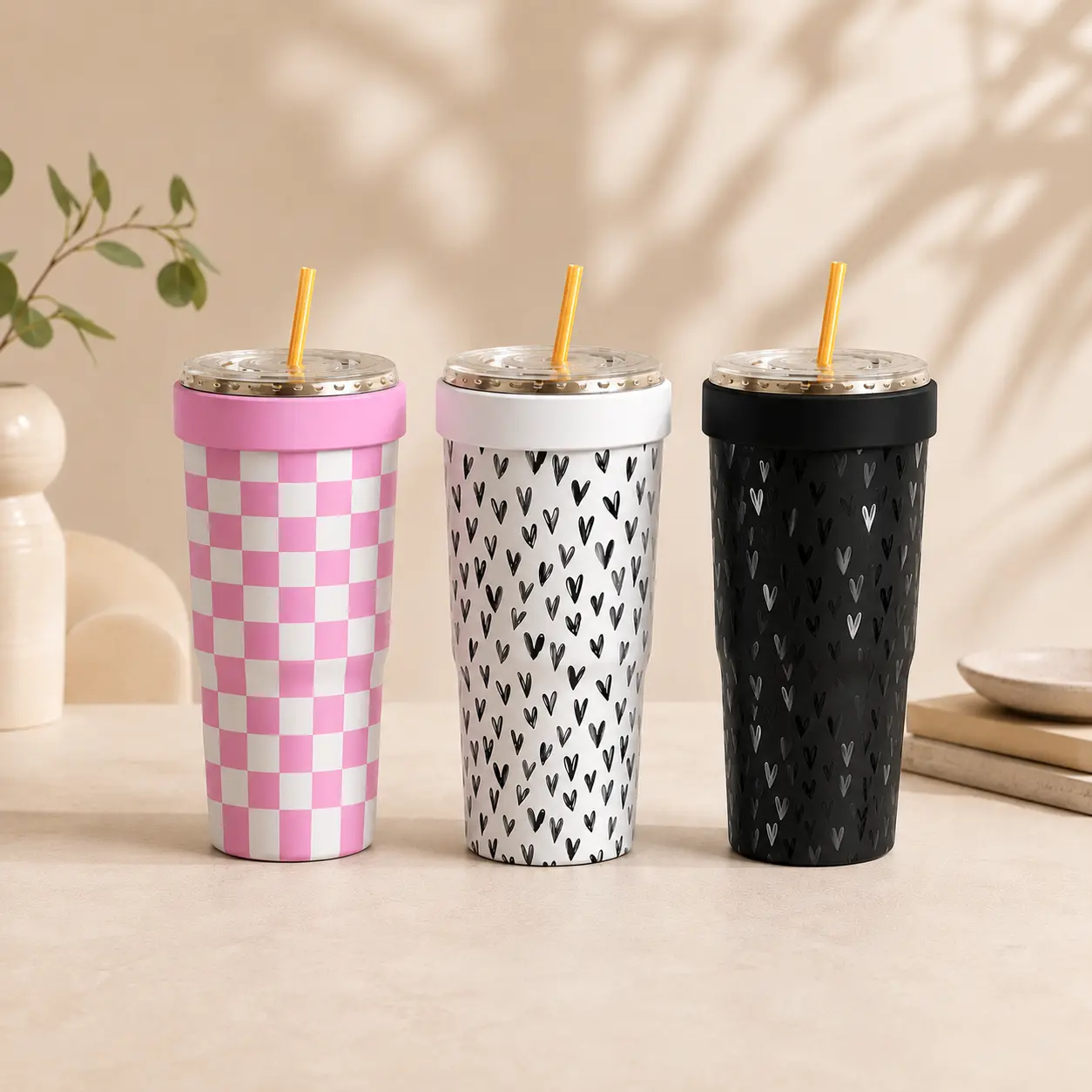 Sylene 32oz 2-in-1 Insulated Can Cooler, Includes Tumbler Lid, Converts into a 32oz Travel Tumbler, Double Wall Stainless Steel, Fits Most 16-24oz To-Go Coffee & Bubble Tea Cups, No Sweat, Perfect for Halloween, Christmas, Travel & Daily Use
