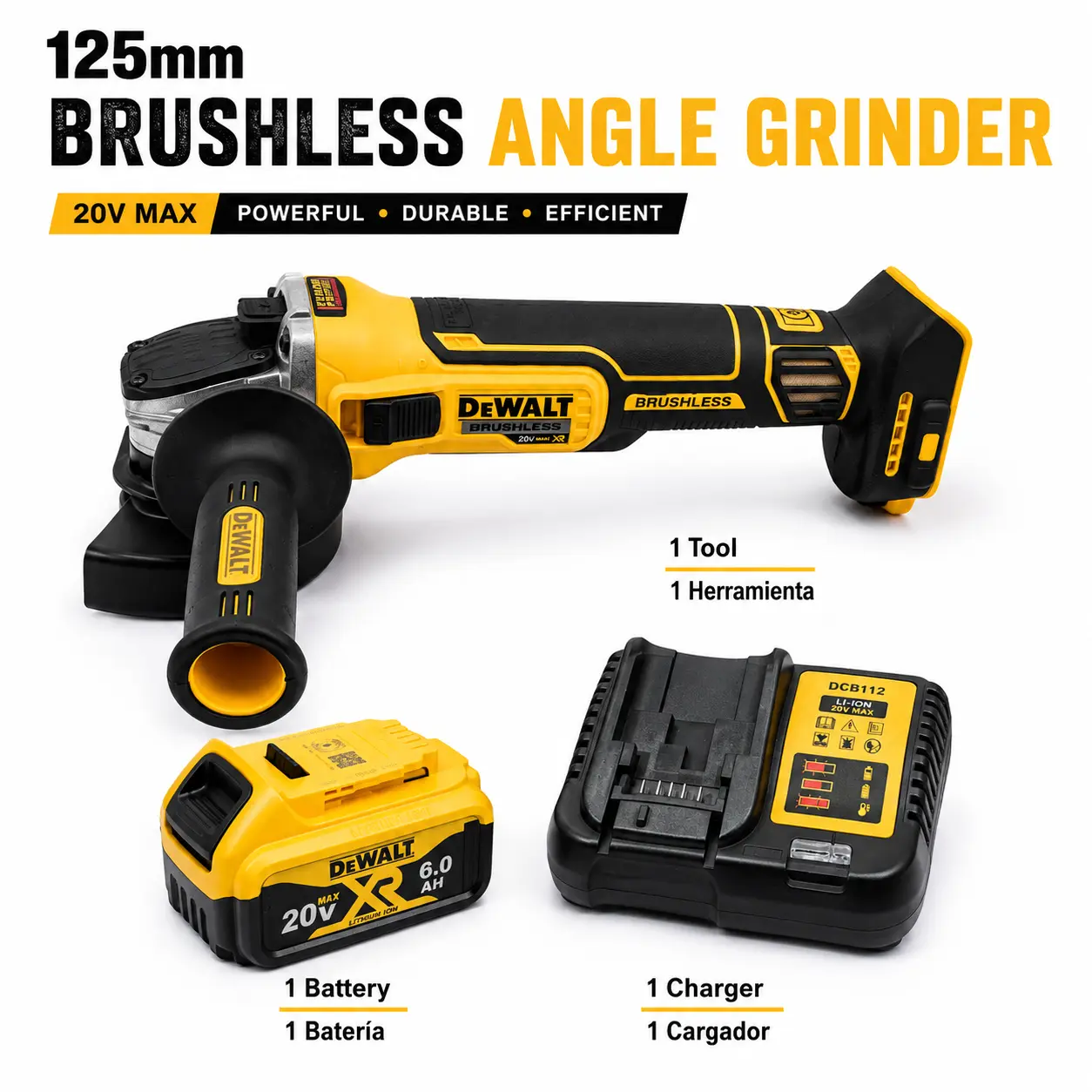 Dewalt DCG405NT 9000RPM 20V MAX Brushless Cordless Angle Grinder, 125mm for Polishing and Cutting