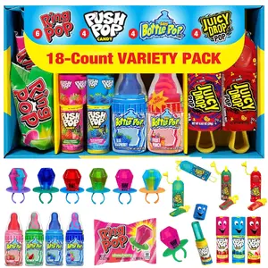 Candy Variety, 18 Count Assorted Lollipops, Bulk Individually Wrapped Ring Pop, Push Pop, Baby Bottle Pop & Juicy Drop, Ideal for Birthdays, Party Favors for Kids & Hard Candy Gifts