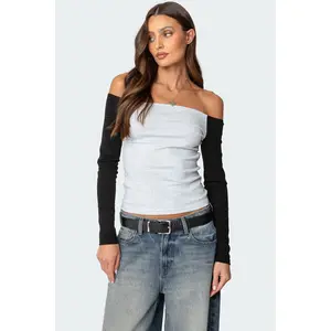 Contrast Off Shoulder Top