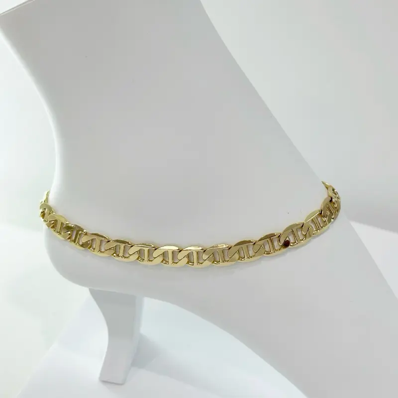 Tobillera tejido marinero Gold Plated 14 k 27 cm