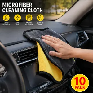 10 Pack Premium Microfiber Car Cleaning Towels, Ultra Soft Dual-Sided Drying Cloths for Car Detailing, Scratch-Free Absorbent Towels for Interior & Exterior Cleaning