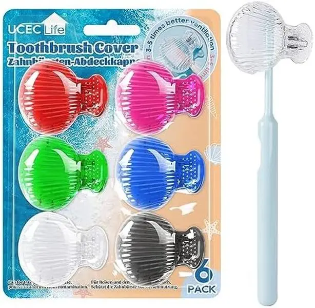 UCEC Life Toothbrush Covers Caps, Travel Toothbrush Protector Head Covers Case, Plastic Clip Tooth Brush Cover for Travel, Camping, Bathroom, School, Business