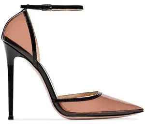 Black Two-Toned Transparent Patent Pumps